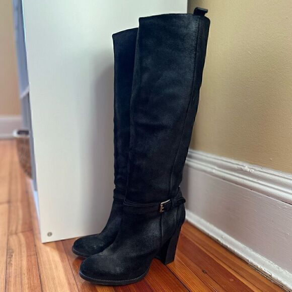 Belle by Sigerson Morrison Hayley Distressed Suede Knee-High Boots Size 8 - Picture 2 of 9